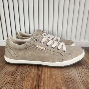 Taos Star Womens Size 7.5 Brown Canvas Comfort Walking Sneakers Shoes STA-12844